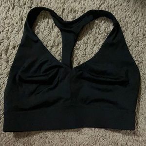 Athleta, black sports bra, 32D/DD.